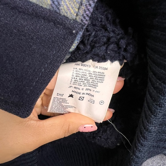 Y2K Diesel Plaid Wool Tartan Plaid Sherpa Jacket Collar and Zipper Pocket XXS - Picture 10 of 11